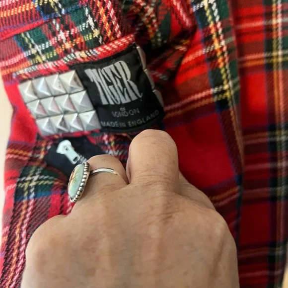 Tiger of London sz 32x32 red tartan wooly plaid bondage zip pants. - Picture 7 of 9